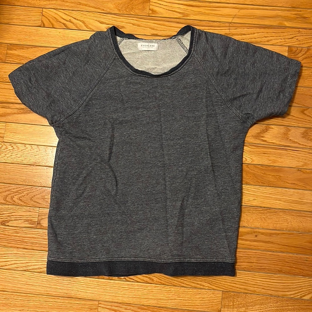 Everlane woman’s short sleeve terry crewneck sweatshirt Heather blue size Large
